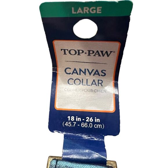 Top Paw Canvas Adjustable Blue Striped Dog Collar Size Small D-Ring - Picture 4 of 4